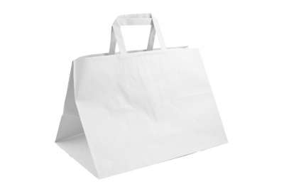 Shopper take away manico piattina bianco in carta personalizzati