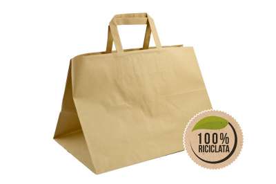 Shopper take away manico piattina avana riciclato in carta personalizzati